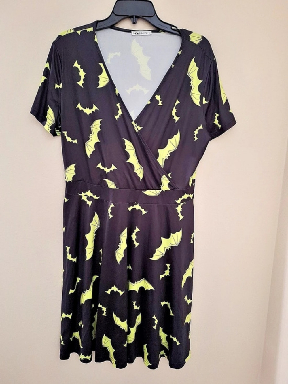 MSBASIC Women's Halloween Bat Print Midi Dress XL
